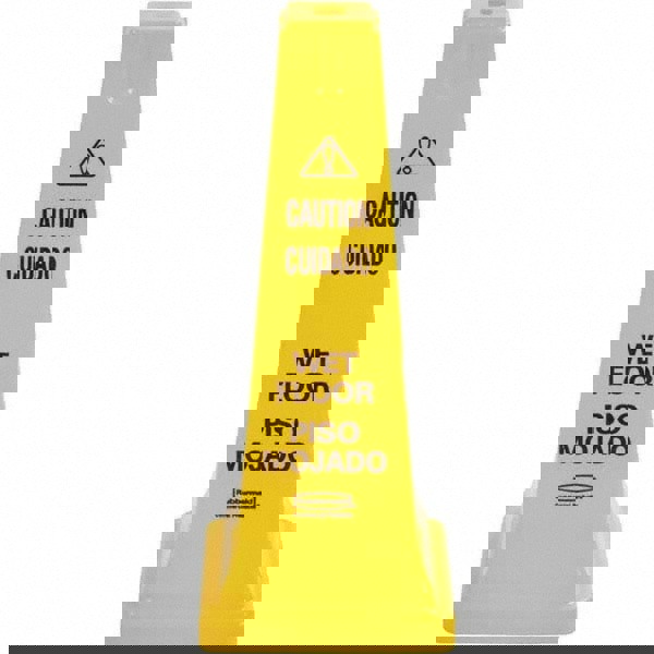 Multilingual Wet Floor Safety Cone, 10.55 X 10.5 X 25.63, Yellow
